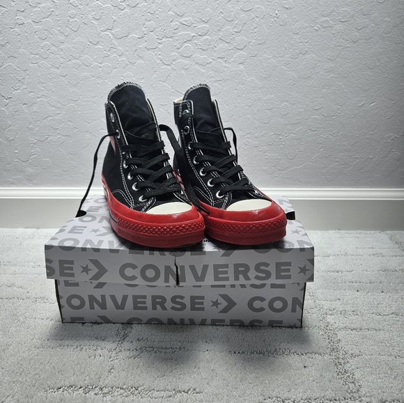 Converse COMME des GARCONS Black Red White Unisex MENS Size 5 WOMEN Size 7 - Picture 2 of 8